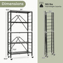 5-Tier Foldable Storage Shelf with Wheels-Black by LJGDeals