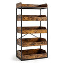 5-Tier Food Storage Rack with Pull-Out Drawers, Rustic Brown by LJGDeals