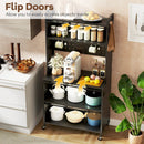 5 Tier Kitchen Bakers Rack with Lights Multifunctional Microwave Stand with Flip Door Cabinets by LJGDeals
