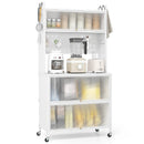 5 Tier Kitchen Bakers Rack with Lights Multifunctional Microwave Stand with Flip Door Cabinets by DirectDeals