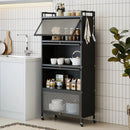 5-Tier Kitchen Storage Cabinet with Rolling Wheels - White by DirectDeals