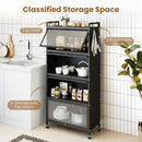5-Tier Kitchen Storage Cabinet with Rolling Wheels - White by DirectDeals