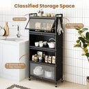 5-Tier Kitchen Storage Cabinet with Rolling Wheels - White by LJGDeals