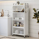 5-Tier Kitchen Storage Cabinet with Rolling Wheels - White by LJGDeals