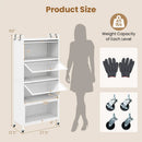 5-Tier Kitchen Storage Cabinet with Rolling Wheels - White by LJGDeals