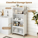 5-Tier Kitchen Storage Cabinet with Rolling Wheels - White by LJGDeals