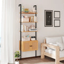 5-Tier Ladder Bookcase with Rattan Cabinet and Metal Frame-Natural by LJGDeals