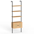 5-Tier Ladder Bookcase with Rattan Cabinet and Metal Frame-Natural by LJGDeals