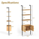 5-Tier Ladder Bookcase with Rattan Cabinet and Metal Frame-Natural by LJGDeals