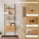 5-Tier Ladder Bookcase with Rattan Cabinet and Metal Frame-Natural by LJGDeals