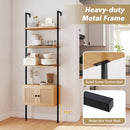 5-Tier Ladder Bookcase with Rattan Cabinet and Metal Frame-Natural by LJGDeals