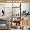 5-Tier Ladder Bookcase with Rattan Cabinet and Metal Frame-Natural by LJGDeals