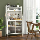 5-Tier Metal Baker's Rack with See-through Flip-up Door and Pegboard-White by LJGDeals