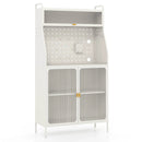 5-Tier Metal Baker's Rack with See-through Flip-up Door and Pegboard-White by LJGDeals
