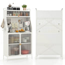 5-Tier Metal Baker's Rack with See-through Flip-up Door and Pegboard-White by LJGDeals