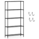 5-Tier Metal Storage Shelving Unit with V-Shaped Wire Rack and 1250 LBS Capacity-Black