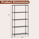 5-Tier Metal Storage Shelving Unit with V-Shaped Wire Rack and 1250 LBS Capacity-Black