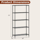 5-Tier Metal Storage Shelving Unit with V-Shaped Wire Rack and 1250 LBS Capacity-Black by LJGDeals