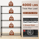 5-Tier Metal Storage Shelving Unit Set of 2 Adjustable Utility Shelf with V-Shaped Wire Rack-Black by LJGDeals