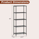 5-Tier Metal Storage Shelving Unit Set of 2 with V-Shaped Wire Rack-Black