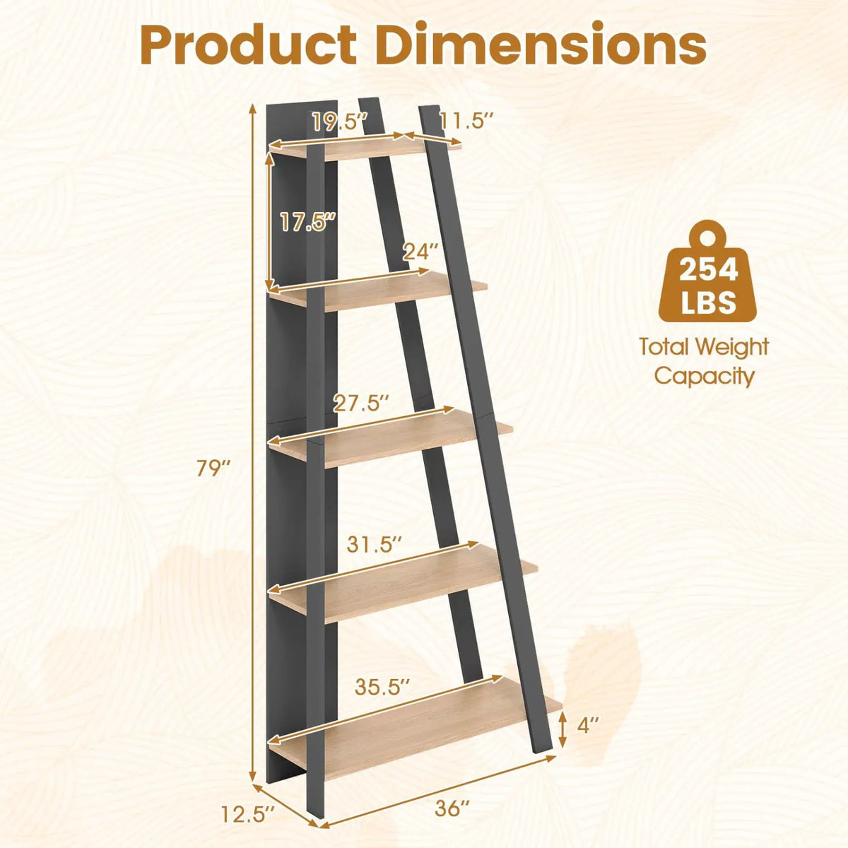 5-Tier Vertical Bookshelf for Small Spaces, 79" Tall, photo 13 of 16