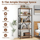 5-Tier Bookshelf with Heavy-Duty Metal Frame by DirectDeals