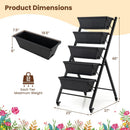 5-Tier Vertical Raised Garden Bed with Wheels for Backyard by LJGDeals