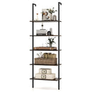 5 Tier Ladder Shelf Wall-Mounted Bookcase with Steel Frame-Brown by LJGDeals