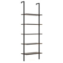 5 Tier Ladder Shelf Wall-Mounted Bookcase with Steel Frame-Brown by LJGDeals