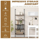 5 Tier Ladder Shelf Wall-Mounted Bookcase with Steel Frame-Brown by LJGDeals