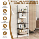 5 Tier Ladder Shelf Wall-Mounted Bookcase with Steel Frame-Brown by LJGDeals