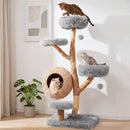 5-Tier Wooden Cat Tree with Woven Condo Plush Perches Jute Posts & Balls by DirectDeals