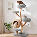 5-Tier Wooden Cat Tree with Woven Condo Plush Perches Jute Posts & Balls by LJGDeals