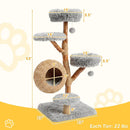 5-Tier Wooden Cat Tree with Woven Condo Plush Perches Jute Posts & Balls by LJGDeals