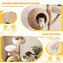 5-Tier Wooden Cat Tree with Woven Condo Plush Perches Jute Posts & Balls by LJGDeals