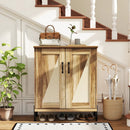 5-Tier Wooden Farmhouse Shoe Cabinet with Woven Rattan Doors by LJGDeals