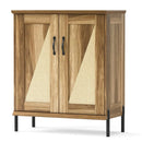 5-Tier Wooden Farmhouse Shoe Cabinet with Woven Rattan Doors by LJGDeals