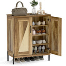 5-Tier Wooden Farmhouse Shoe Cabinet with Woven Rattan Doors by LJGDeals