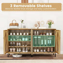5-Tier Wooden Farmhouse Shoe Cabinet with Woven Rattan Doors by DirectDeals