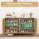 5-Tier Wooden Farmhouse Shoe Cabinet with Woven Rattan Doors by LJGDeals