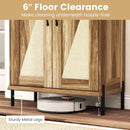 5-Tier Wooden Farmhouse Shoe Cabinet with Woven Rattan Doors by LJGDeals