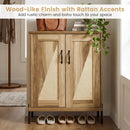 5-Tier Wooden Farmhouse Shoe Cabinet with Woven Rattan Doors by LJGDeals