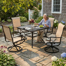 Lume Textilene Outdoor Dining Set, 5-Piece, Full Swivel