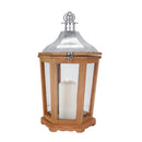 17'' H Wood Metal Hexagon Candle Holder Decorative Hanging Lanterns by JHY DESIGN