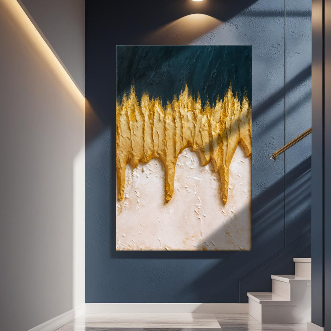 Abstract Blue And Gold Wall Art, photo 5 of 10