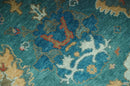 Hand Knotted Teal Traditional Oushak 8x10.4 wool area rug by The Rug Decor