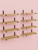Wood Wall Shelves 15.8” with Metal Brackets – Rustic Floating Shelves | 5/8 Pack by 2Dropme