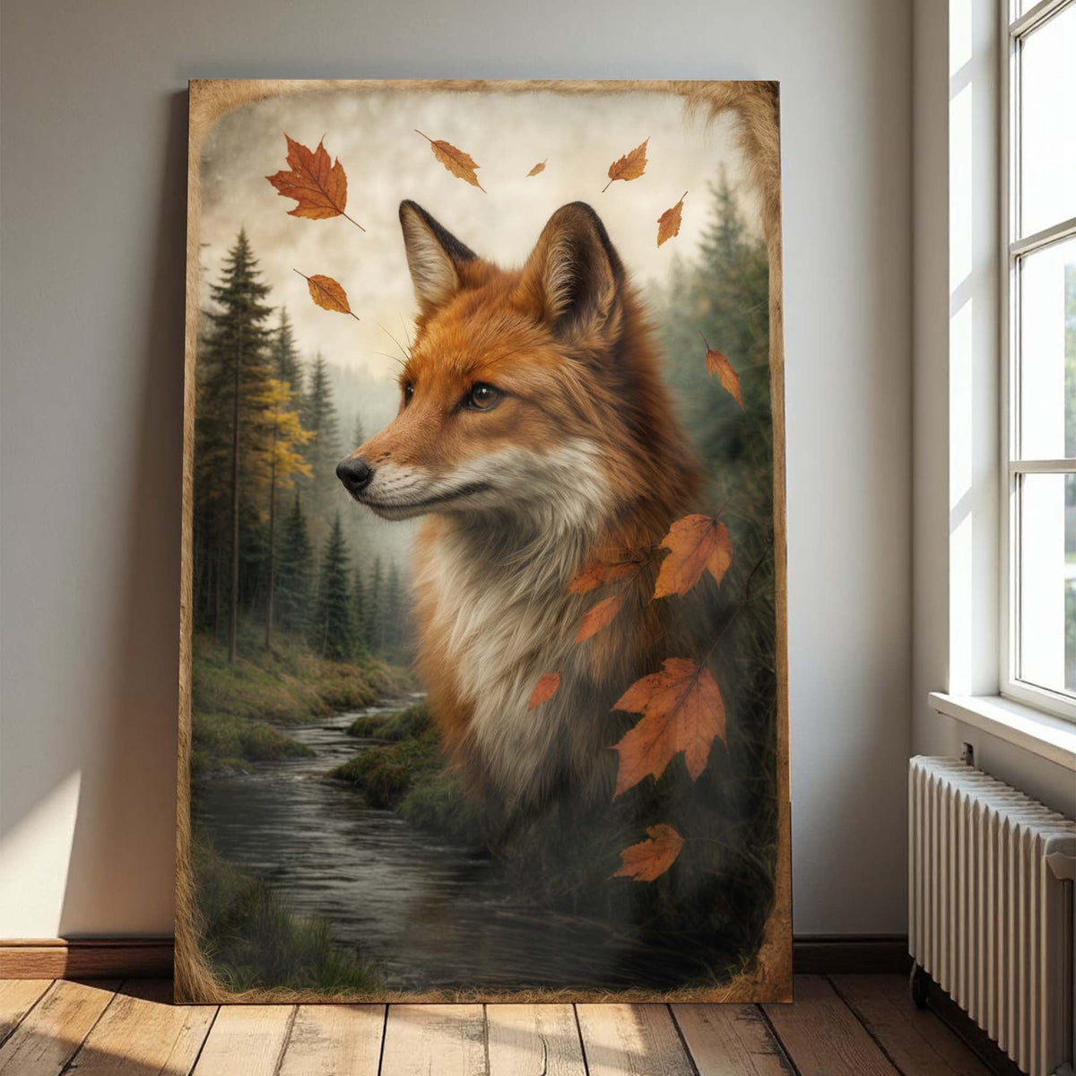Autumn Fox Double Exposure Wall Art, photo 5 of 10