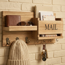 Vintage Wood Wall Organizer – Key Holder, Mail Rack & Coat Hooks by 2Dropme