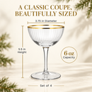 The Wine Savant Gold Rim Glasses 6 oz, Set of 4 Gold Rim Classic Manhattan Glasses